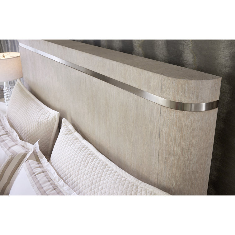 Light Wood Diamond Queen Panel Bed with Upholstered Headboard