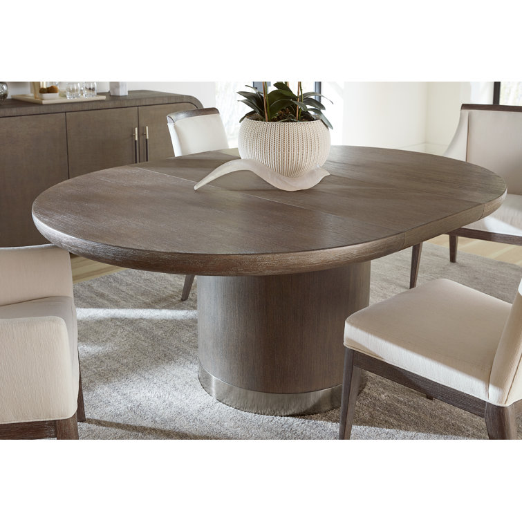 Modern Light Brown Oak Extendable Round Dining Table