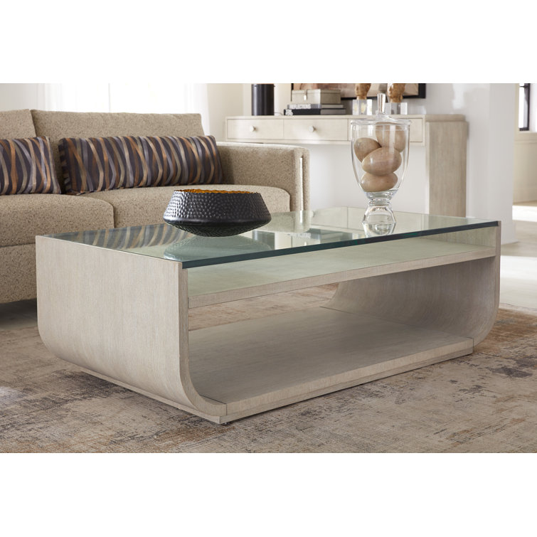 Modern Dark Brown Glass Top Coffee Table with Storage