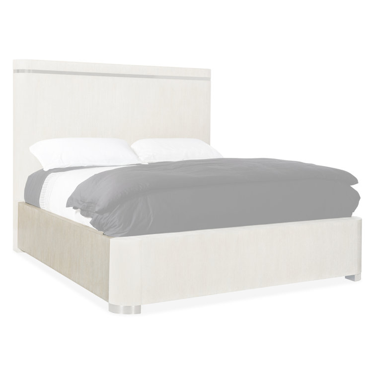 Light Wood Diamond Queen Panel Bed with Upholstered Headboard