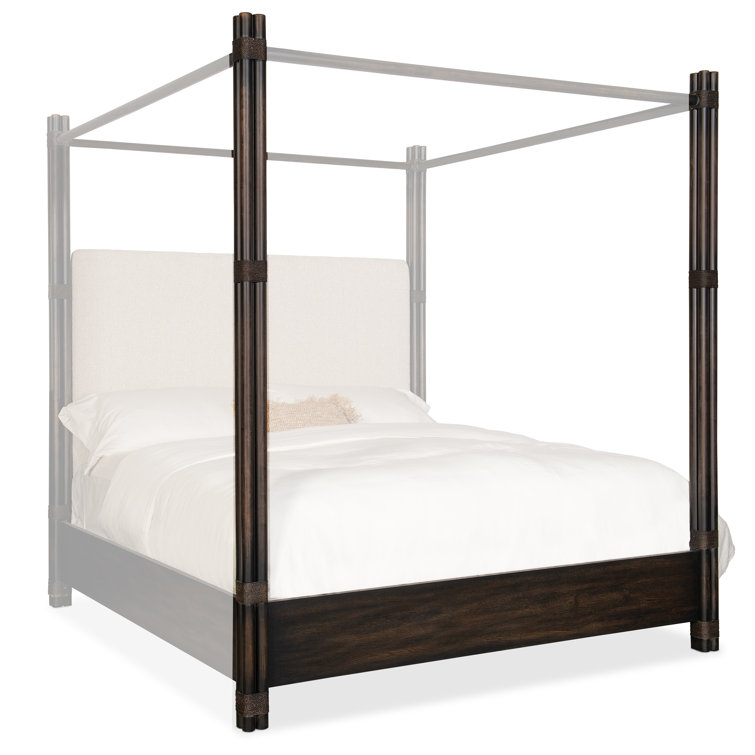 King Neo Cream Upholstered Canopy Bed with Oak Veneers