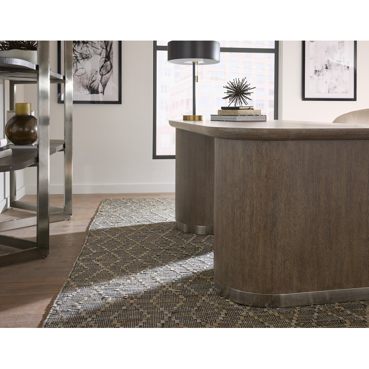Modern Mink Solid Wood Executive Desk with Drawers and Filing Cabinet