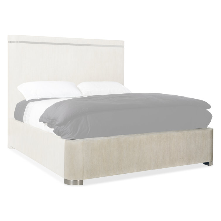Light Wood Diamond Queen Panel Bed with Upholstered Headboard