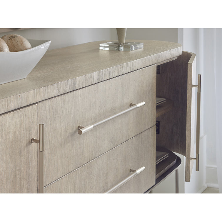 Modern 76'' Brown Oak Sideboard with Metal Base
