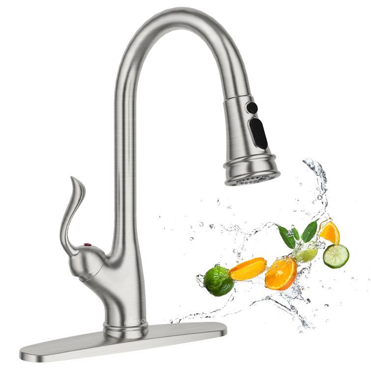 Brushed Nickel High-Arc Pull-Out Spray Kitchen Faucet