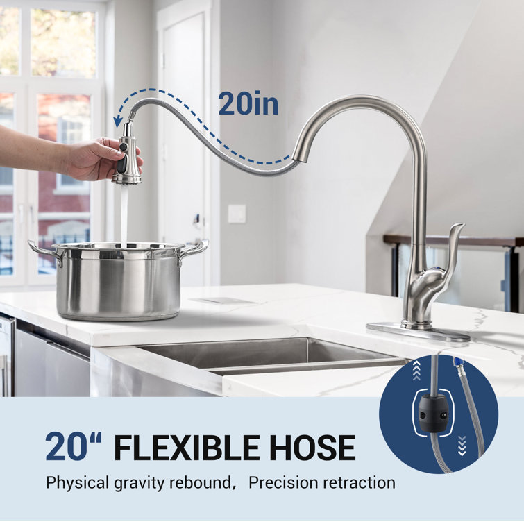 Brushed Nickel High-Arc Pull-Out Spray Kitchen Faucet