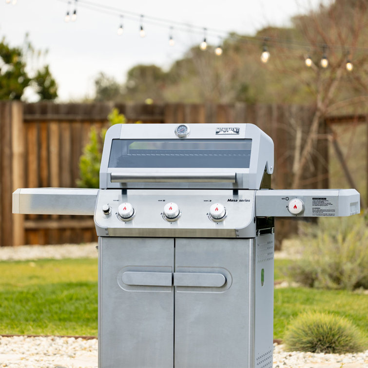 Stainless Steel 3-Burner Propane Gas Grill with Side Burner