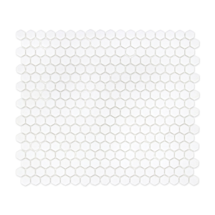 White Matte Hexagonal Recycled Glass Mosaic Tile
