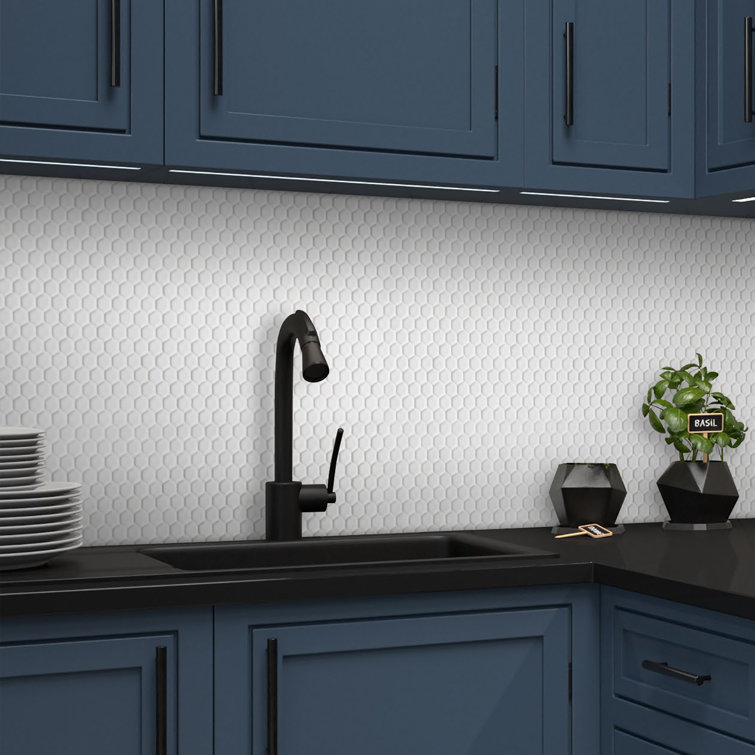 White Matte Hexagonal Recycled Glass Mosaic Tile