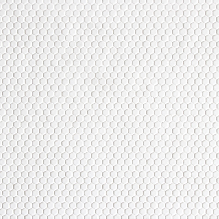 White Matte Hexagonal Recycled Glass Mosaic Tile