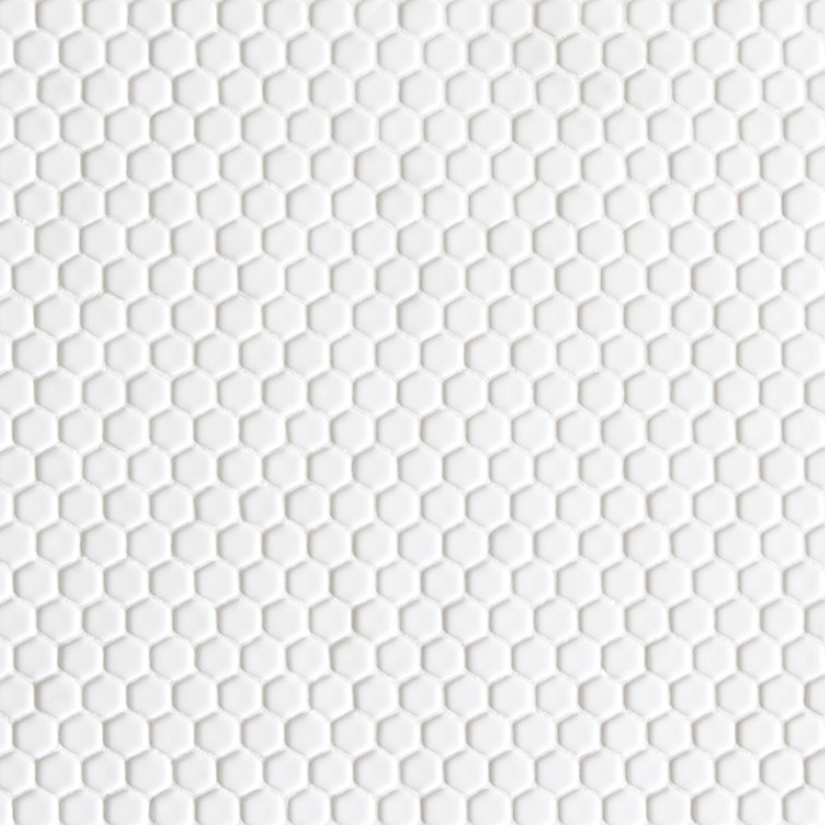 White Matte Hexagonal Recycled Glass Mosaic Tile