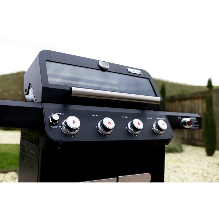Mesa Black Stainless Steel 4-Burner Propane Gas Grill with Side Burner