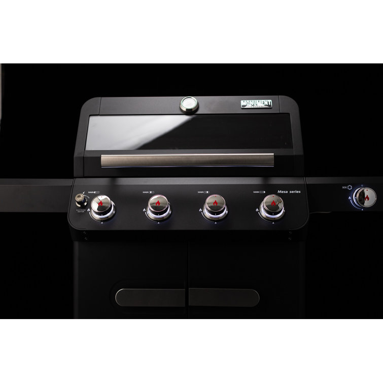 Mesa Black Stainless Steel 4-Burner Propane Gas Grill with Side Burner