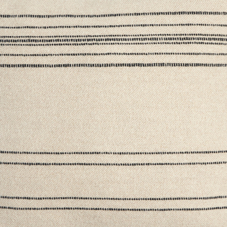 Beige and Black Striped Square Linen Blend Throw Pillow