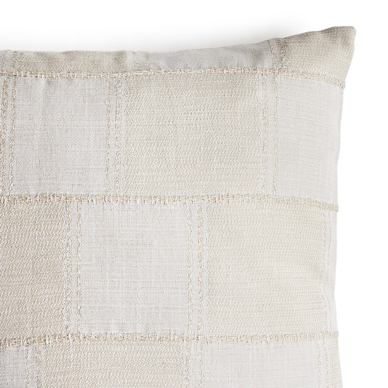 Cream Plaid Reversible Square Throw Pillow