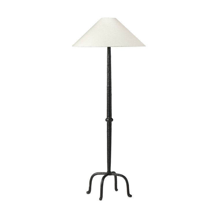 Matte Black Cast Aluminum Floor Lamp with Tapered Shade