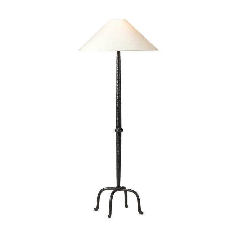 Matte Black Cast Aluminum Floor Lamp with Tapered Shade