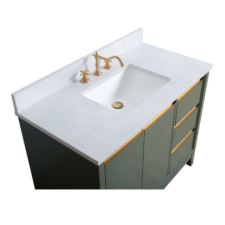 Vintage Green 42" Freestanding Bathroom Vanity with Marble Top