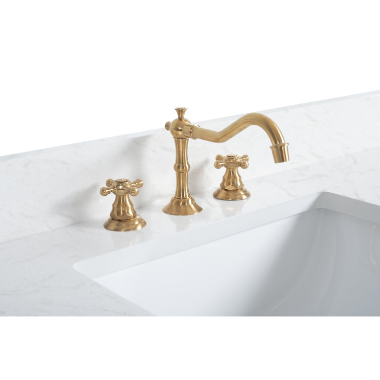 42" White MDF Freestanding Bathroom Vanity with Engineered Marble Top