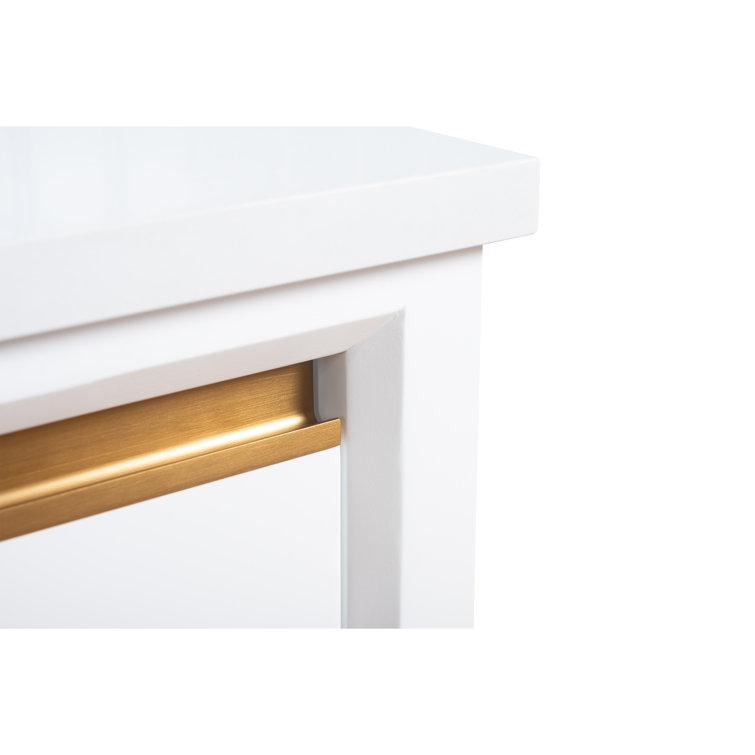 White Poplar Wood Double Bathroom Vanity with Marble Top