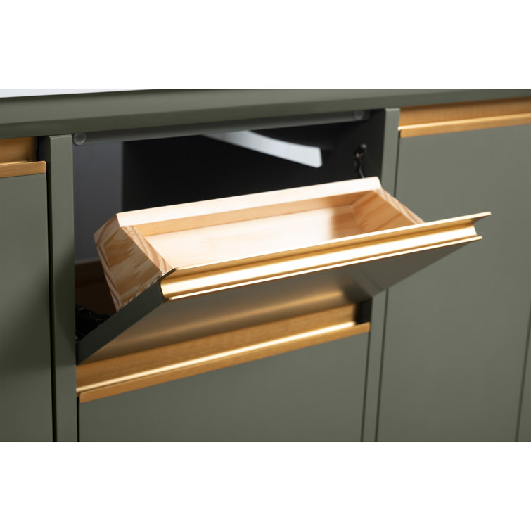 60" Vintage Green Double Sink Bathroom Vanity with Engineered Marble Top