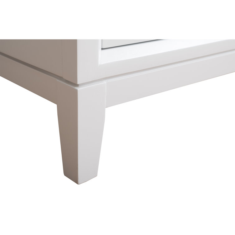 60" White Poplar Wood Single Bathroom Vanity with Marble Top