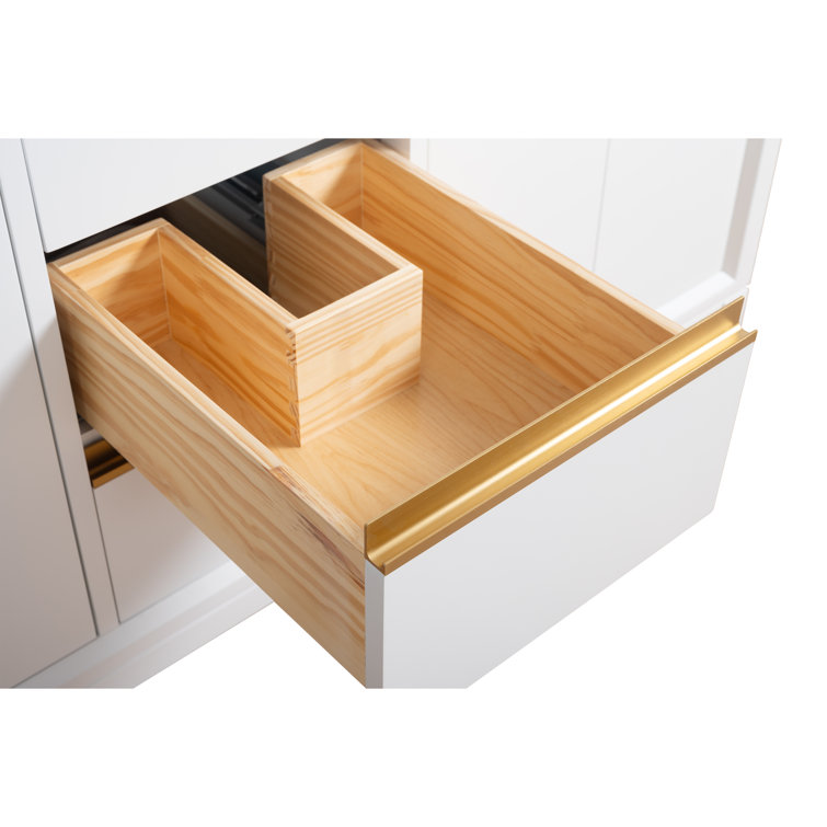 60" White Poplar Wood Single Bathroom Vanity with Marble Top