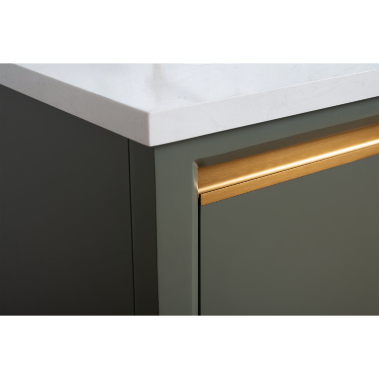 72" Vintage Green Double Sink Bathroom Vanity with Marble Top