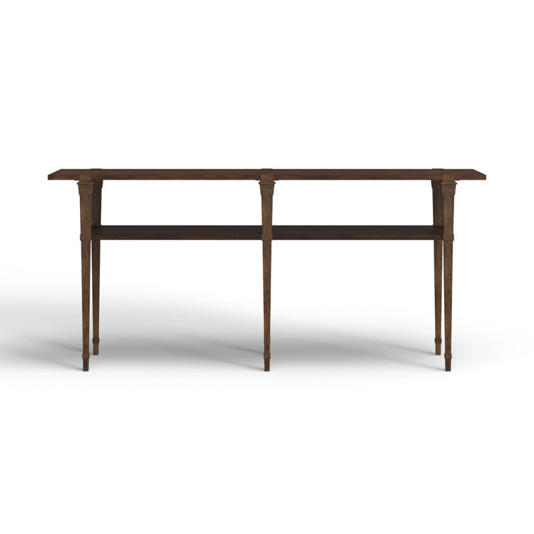 Traditional Brown Solid Wood Rectangular Console Table with Storage
