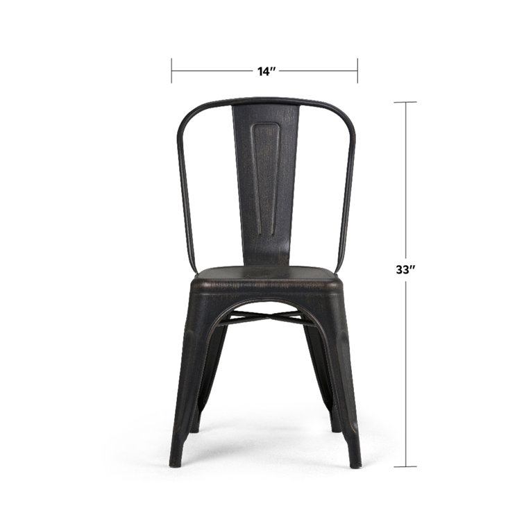 Distressed Black and Copper Metal Stacking Side Chair Set