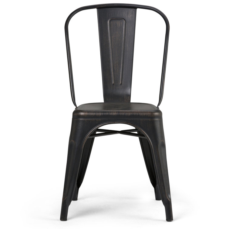 Distressed Black and Copper Metal Stacking Side Chair Set