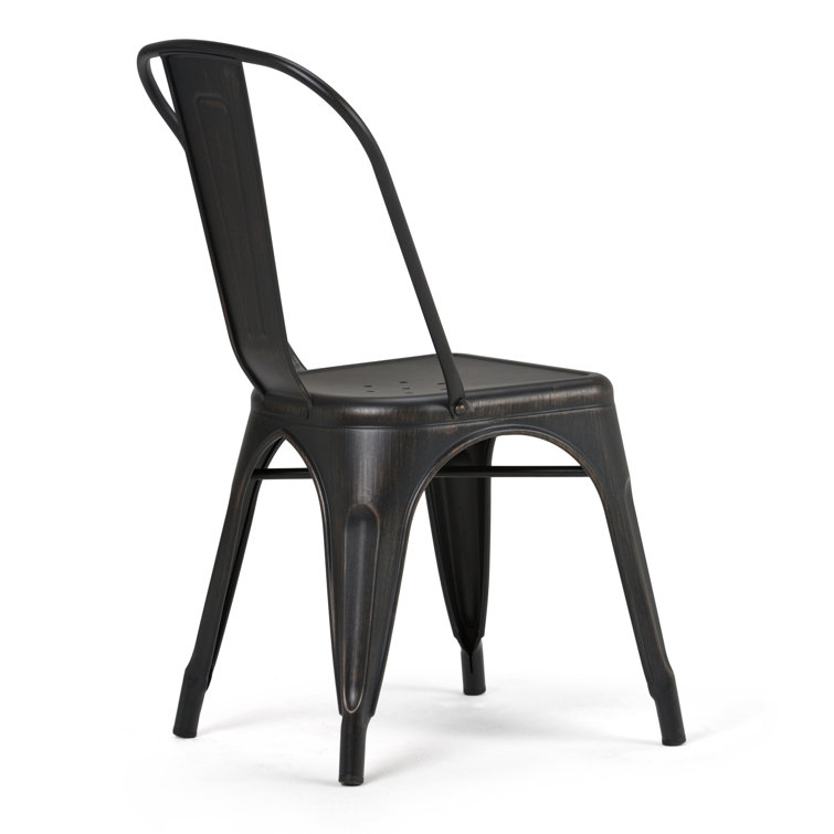 Distressed Black and Copper Metal Stacking Side Chair Set