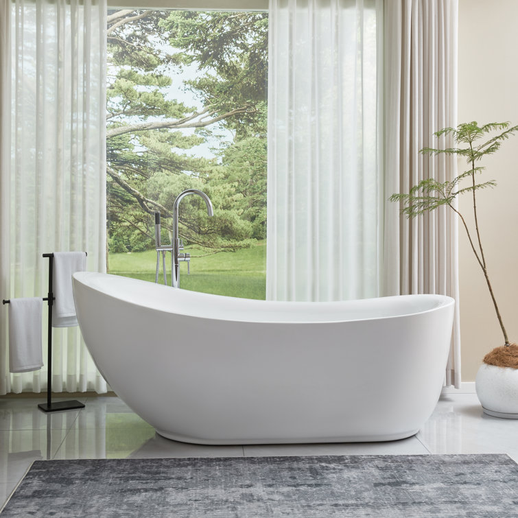 71'' White Acrylic Freestanding Soaking Bathtub