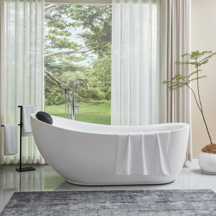 71'' White Acrylic Freestanding Soaking Bathtub