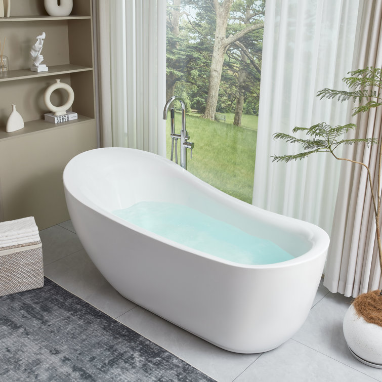 71'' White Acrylic Freestanding Soaking Bathtub