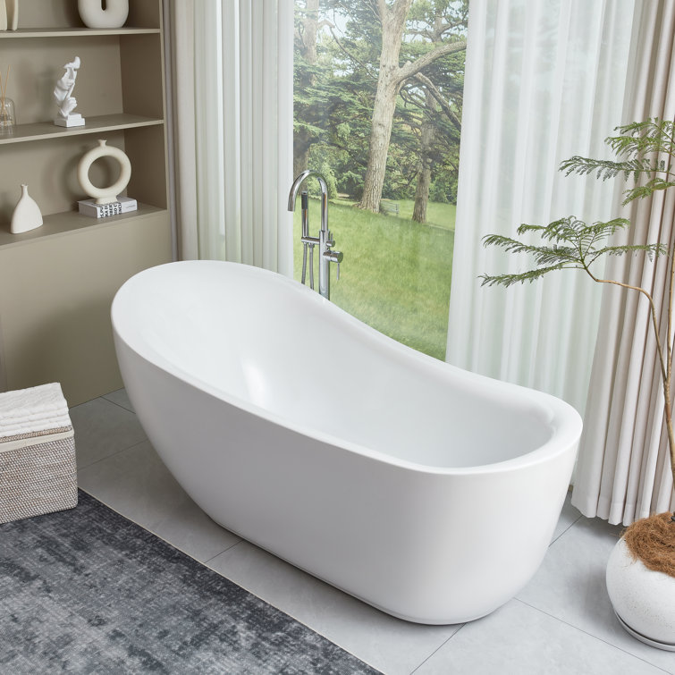 71'' White Acrylic Freestanding Soaking Bathtub
