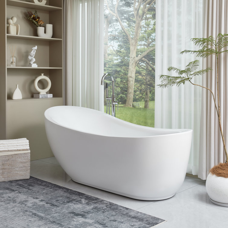 71'' White Acrylic Freestanding Soaking Bathtub