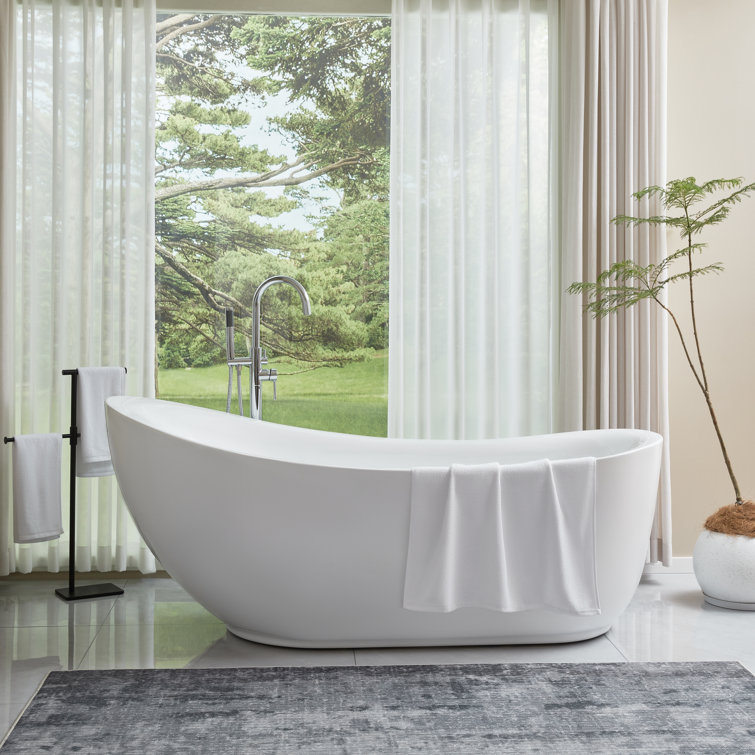 71'' White Acrylic Freestanding Soaking Bathtub