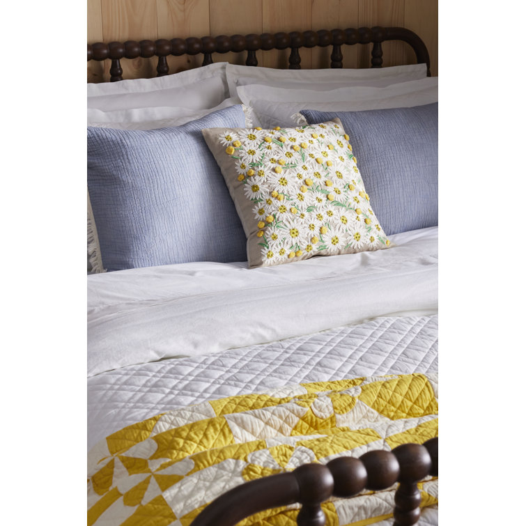 White Quilted Cotton and Polyester Standard Sham