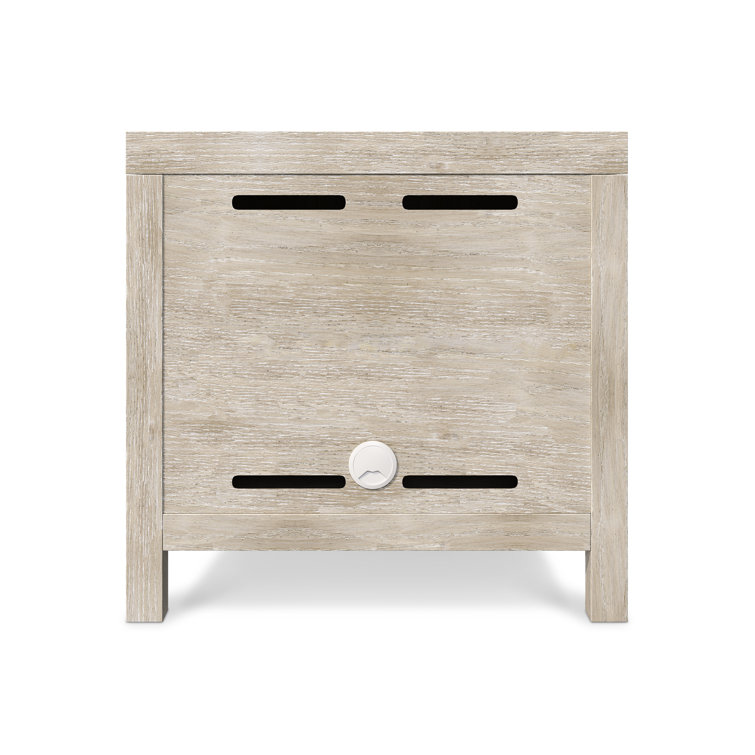 Beige Transitional 2-Drawer Nightstand with Geometric Design