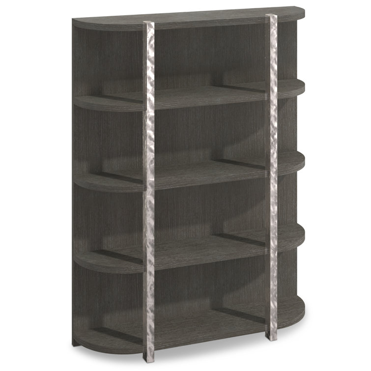 Gray Metal and Wood Modern Etagere Bookcase