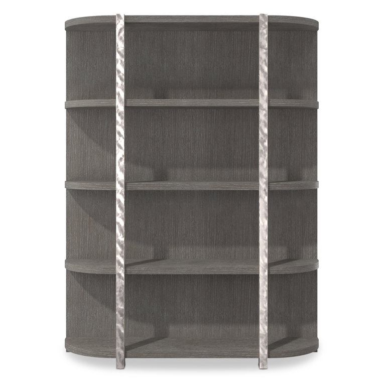Gray Metal and Wood Modern Etagere Bookcase