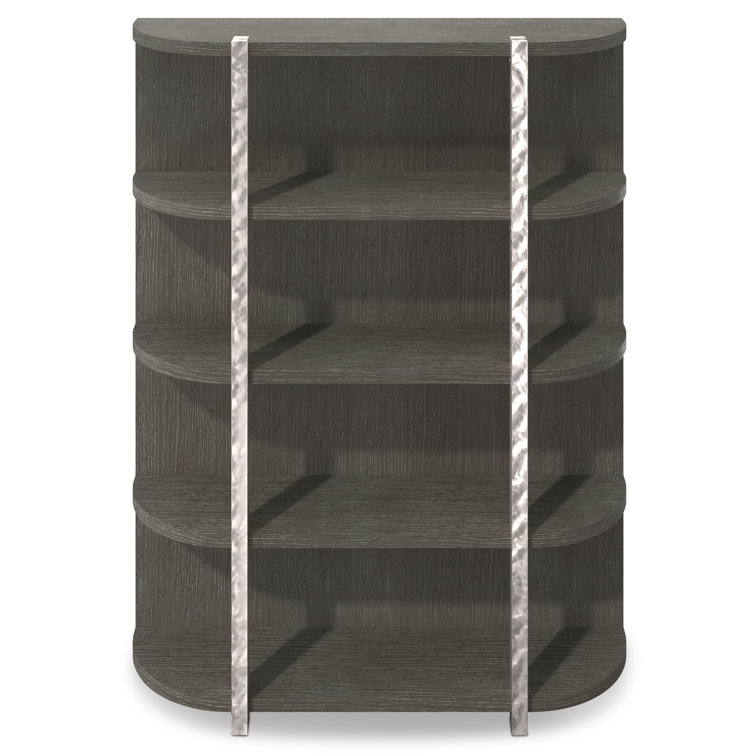 Gray Metal and Wood Modern Etagere Bookcase