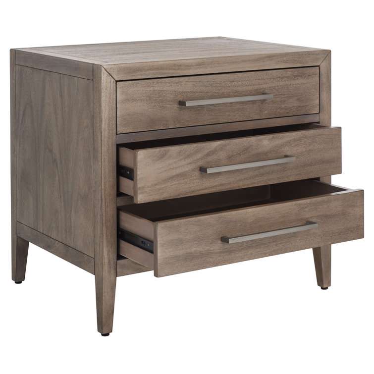 Ariella Light Brown Mahogany 3-Drawer Nightstand