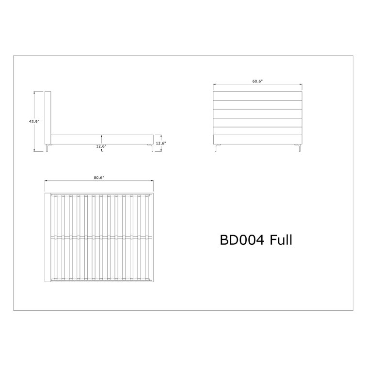 Manhattan Comfort Full-Size Light Gray Upholstered Wood Slat Bed