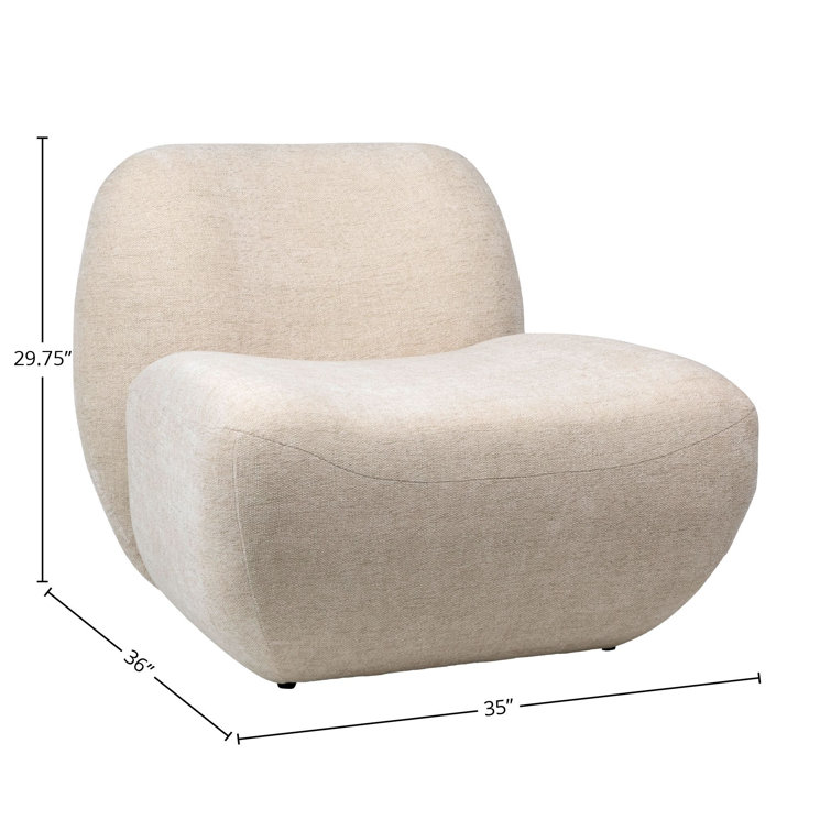Cream Polyester Upholstered Lounge Accent Chair with Solid Wood Frame