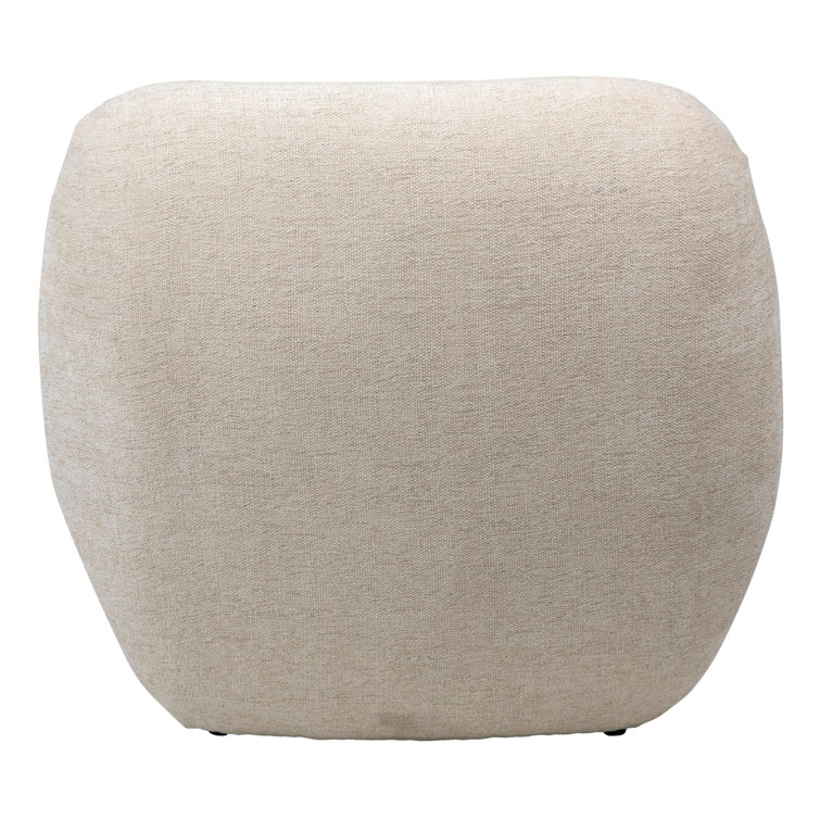 Cream Polyester Upholstered Lounge Accent Chair with Solid Wood Frame