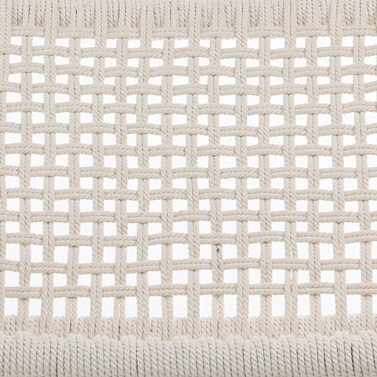 White Woven Teak Wood Armchair with Natural Finish