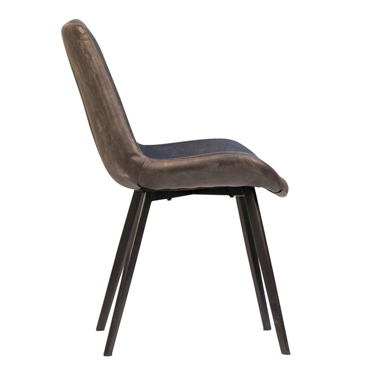 Banon Brown Faux Leather Upholstered Dining Chairs with Metal Legs