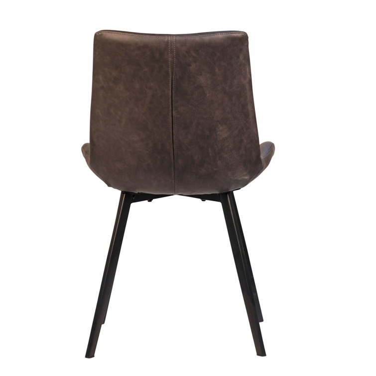 Banon Brown Faux Leather Upholstered Dining Chairs with Metal Legs